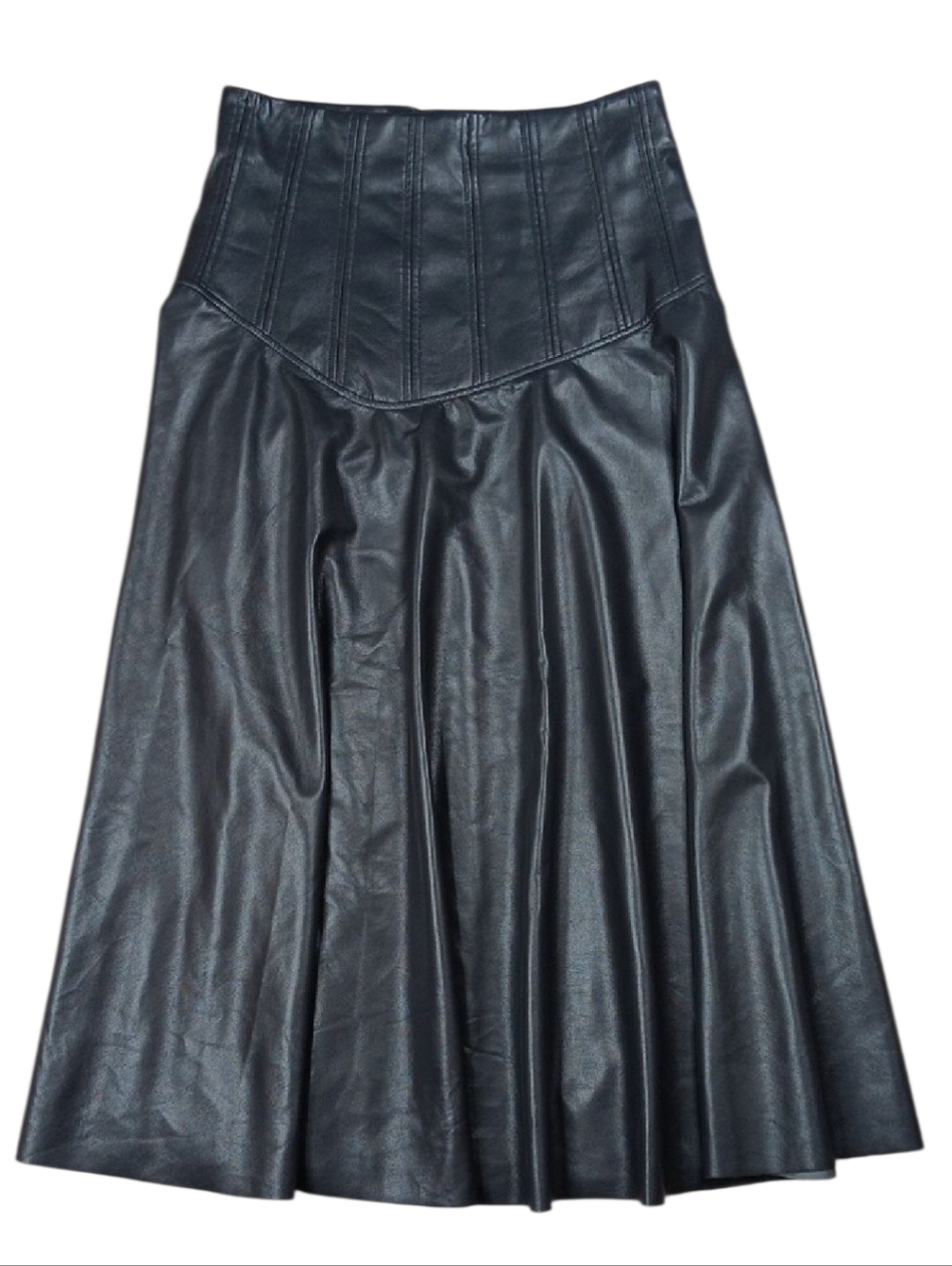 Country Road Midi Skirt Grey Vegan Leather Womens Size 12 Corset Detail